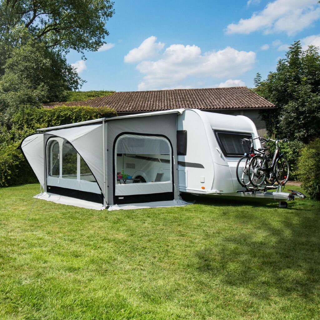 Thule Omnistor 1200 árnyékoló – 450 cm, fehér fedél, szürke vászon - Image 5
